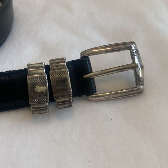 AML 3000 Top Grain Oil Tan Leather Black Golf Belt 36 - Picture 3 of 7